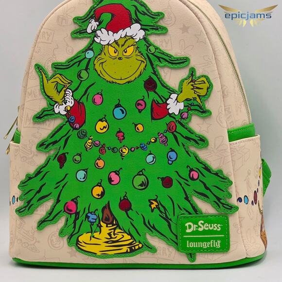 Loungefly Dr. Seuss How The Grinch Stole Christmas GITD Tree Mini Backpack Bag - Picture 11 of 11
